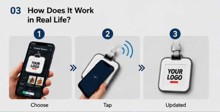 How does e ink keychain work?
