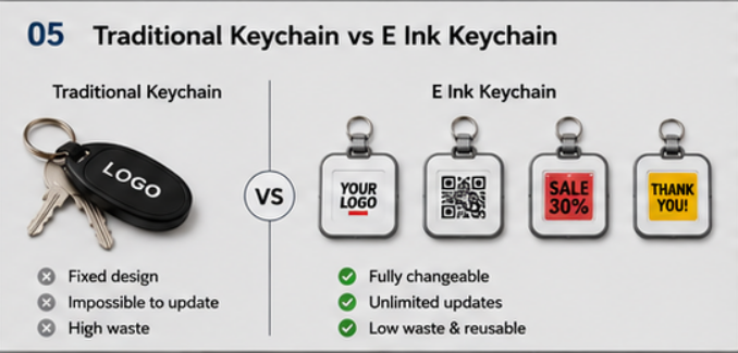 Traditional Keychain vs E Ink Keychain