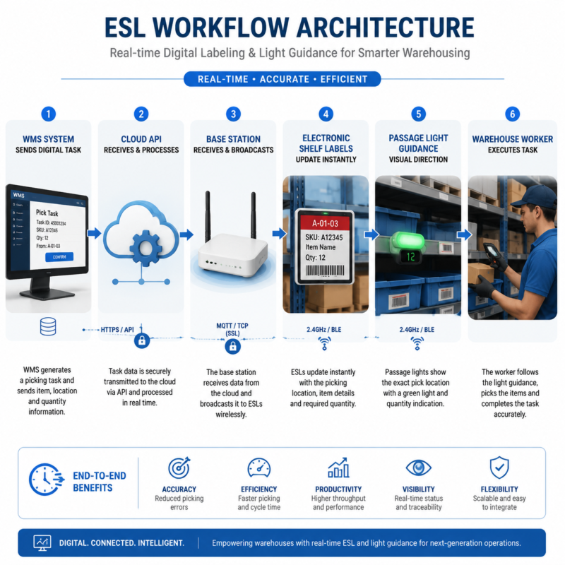 ESL picking guidance system with passage light