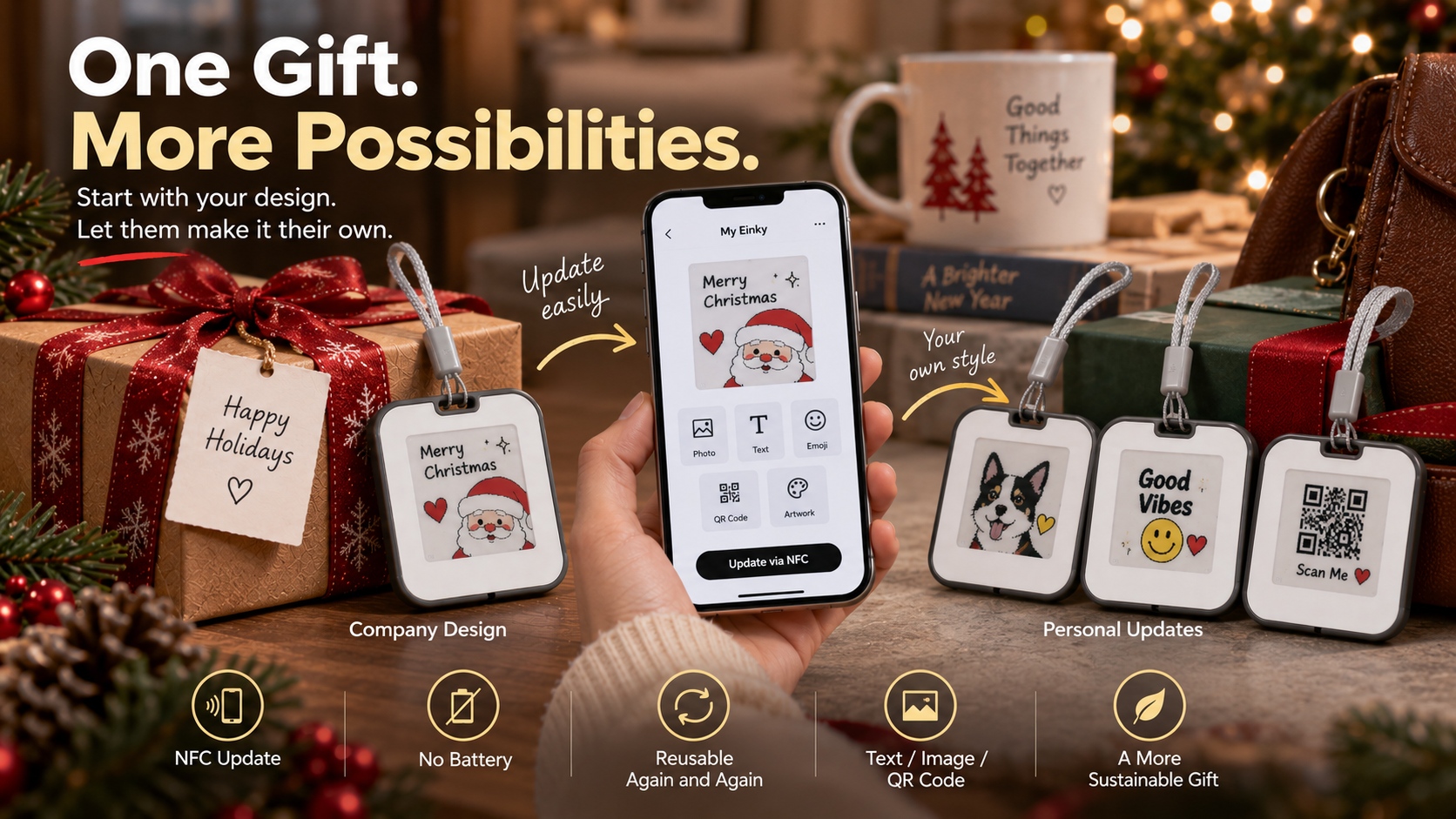 1.54-inch NFC E Ink Keychain